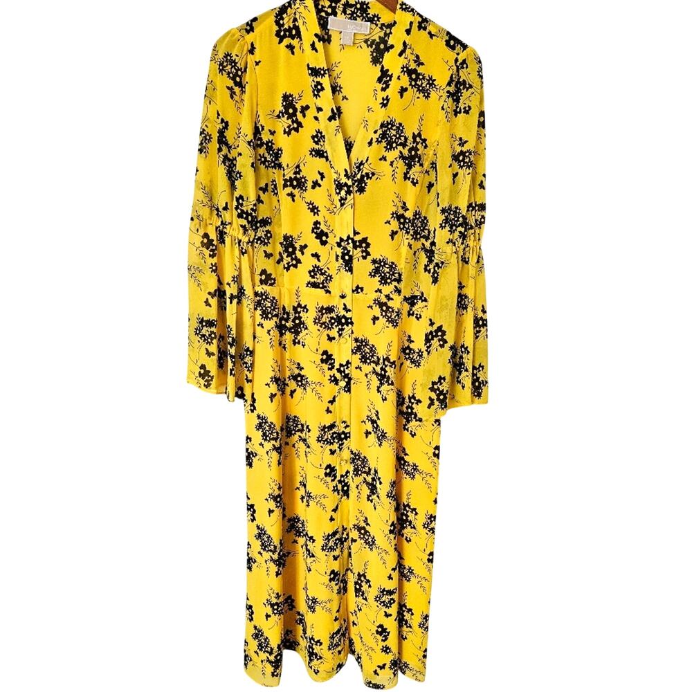 Michael Kors Floral Dress Feminine Spring Summer Fit & Flare Midi Dress